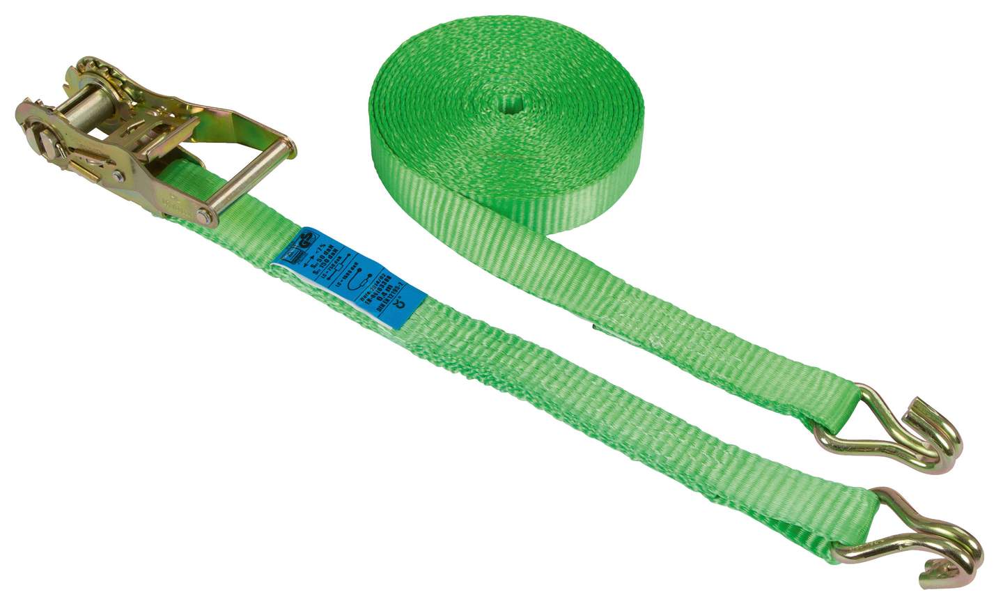 Ratchet lashing strap with double J-hook - Image 1