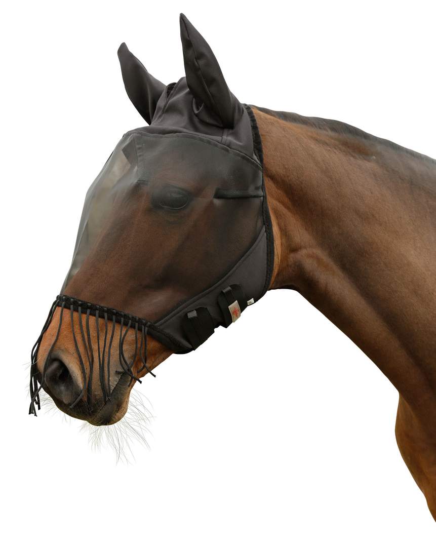 Fliegenmaske mit Ohrenschutz und Nüsternkordel - Bild 1