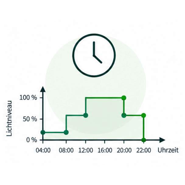 Infografik über Festes Zeit- und Helligkeitsprogramm
