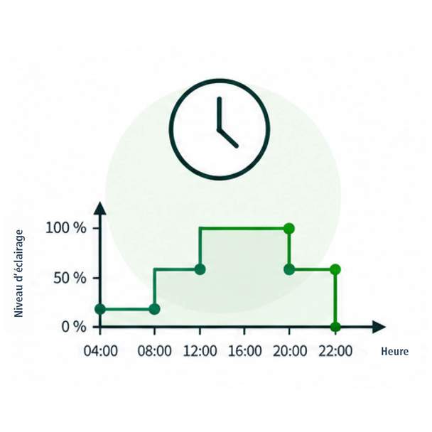 Infographie sur le programme fixe de durée et de luminosité