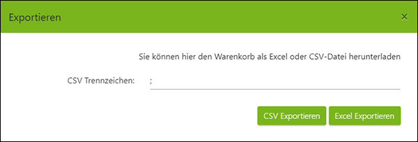 Warenkorb Export