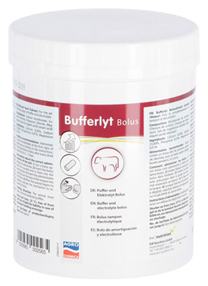 Bolus Bufferlyt Mineralfuttermittel (für Kälber) zur zusätzlichen Versorgung mit Puffer und Elektrolyten.