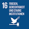 Piktogramm für Frieden, Gerechtigkeit und starke Institutionen für das Handlungsfeld „Partnerschaft mit Hilfsverein Ukraine“