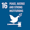 Pictogram for peace, justice and strong institutions for the field of action "Partnership with Hilfsverein Ukraine".