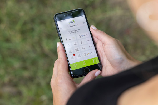 SmartCoop App auf dem Mobiltelefon