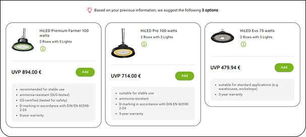 Screenshot LED Configurator: options