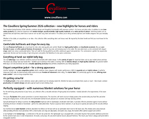 Advertising text for Covalliero Spring/Summer Collection