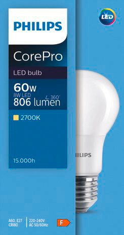 Philips CorePro A60 E27 13W equivalente 100W 4000K - Illuminazione