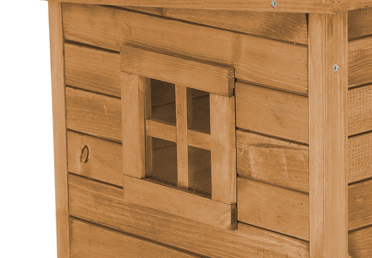 Casetta Per Gatti Kerbl Rustica - Cuccia Esterna Legno Con Finestra Plexiglas, 57x45x43 Cm - Foto 2