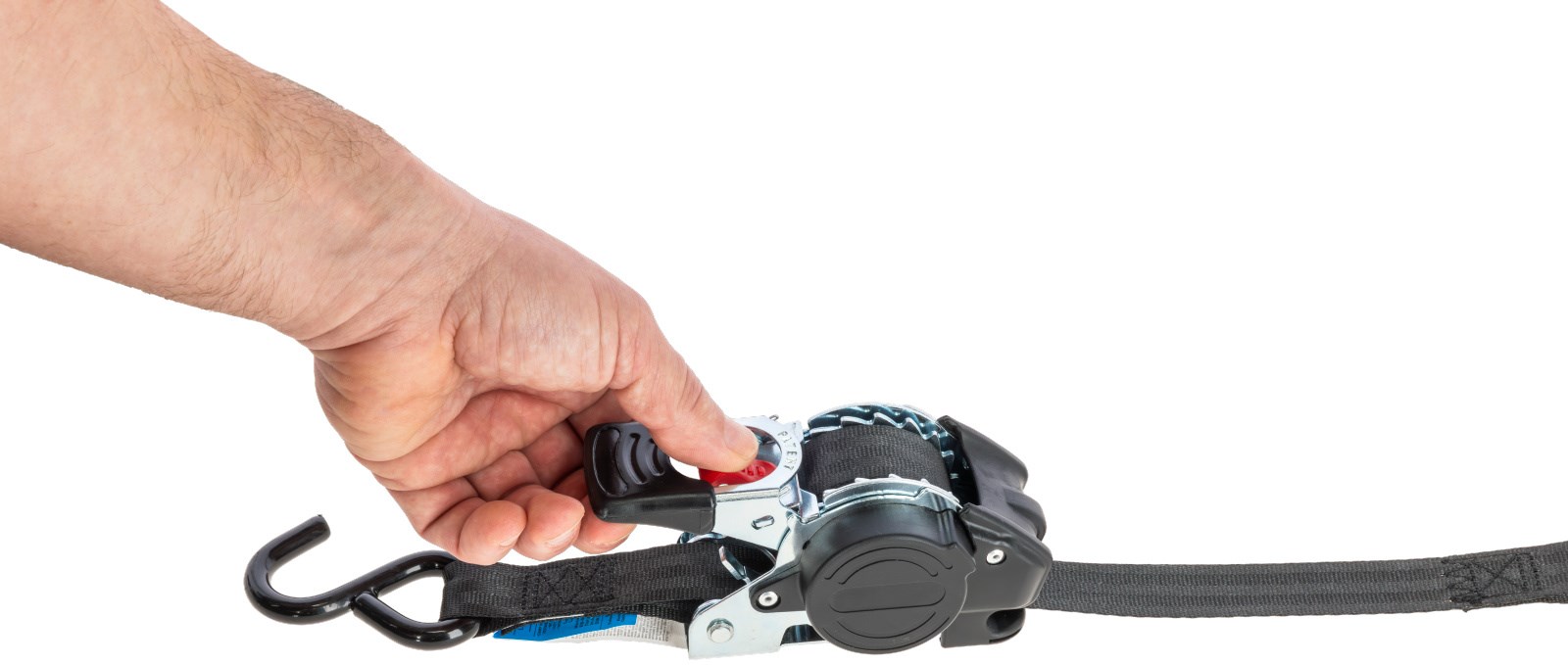 Cinghia di fissaggio automatica con funzione di riavvolgitor, + gancio a S, 3m, 25mm, 600kg